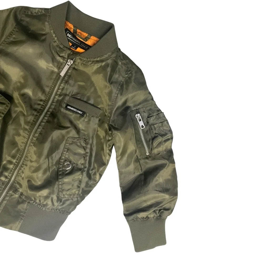 Members Only Kids‎ Olive Green Bomber Jacket Size 4 MB802023 Full Zip Military